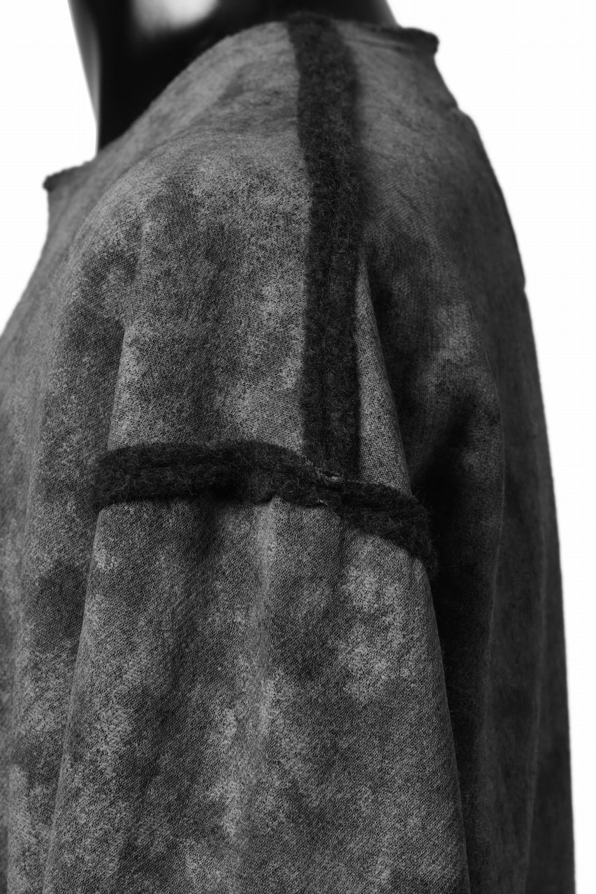 KLASICA ASLEEP LOOSE PULL OVER / GRAINY PRINT BACK SIDE FLEECE (GREIGE) - Image 20