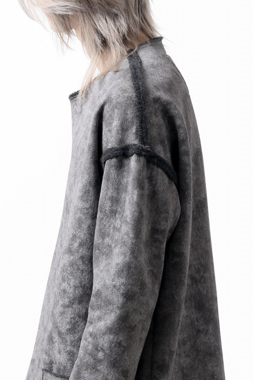 KLASICA ASLEEP LOOSE PULL OVER / GRAINY PRINT BACK SIDE FLEECE (GREIGE) - Image 26