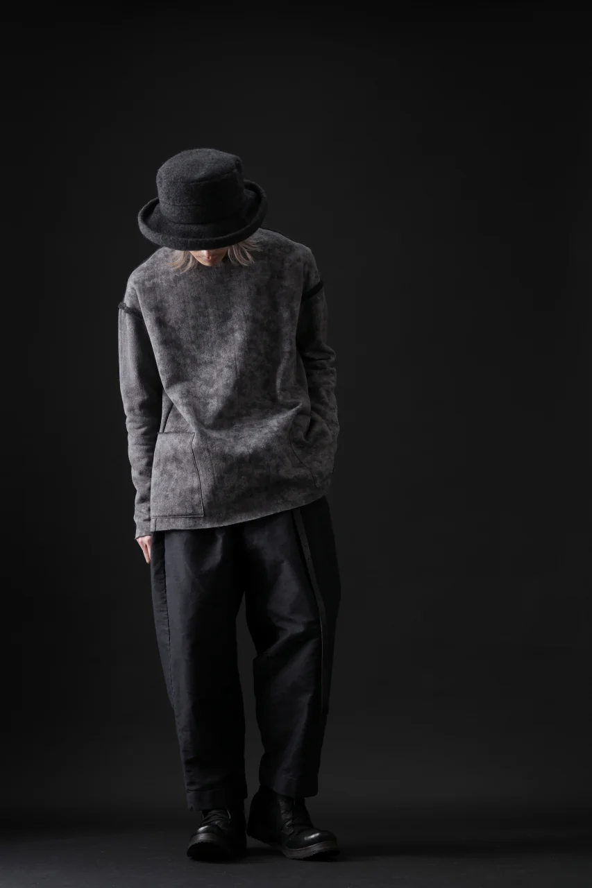 KLASICA ASLEEP LOOSE PULL OVER / GRAINY PRINT BACK SIDE FLEECE (GREIGE) - Image 29