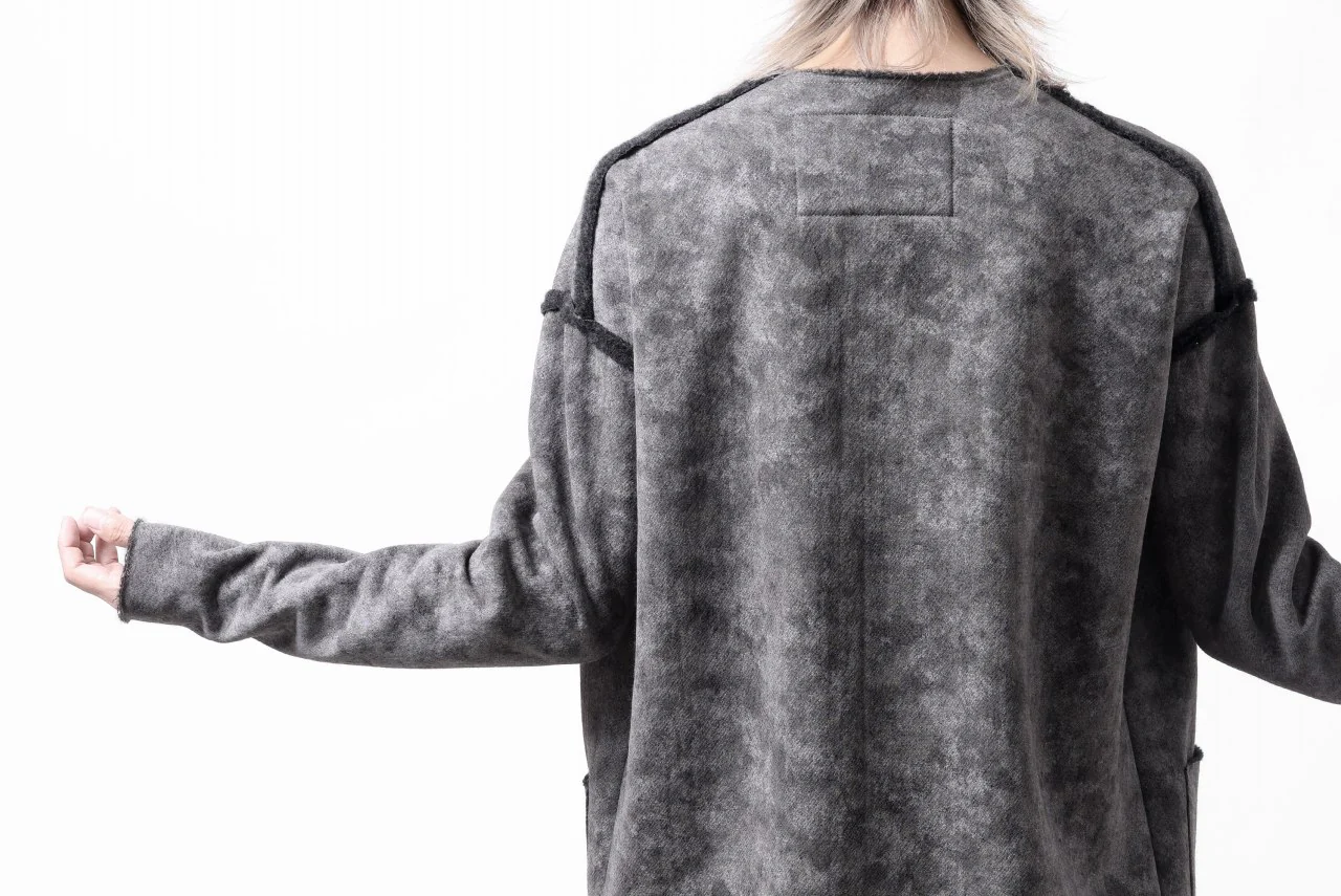 KLASICA ASLEEP LOOSE PULL OVER / GRAINY PRINT BACK SIDE FLEECE (GREIGE) - Image 35