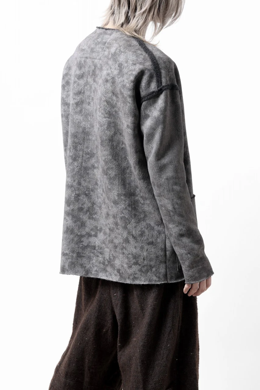 KLASICA ASLEEP LOOSE PULL OVER / GRAINY PRINT BACK SIDE FLEECE (GREIGE) - Image 9