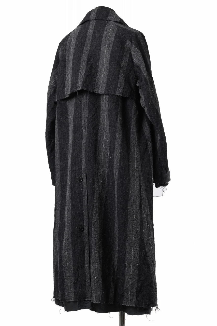 KLASICA AVOIR Ⅱ CUT OFF MAC COAT / IRREGULAR STRIPED ROUGH TWEED (BLACK) - Image 10