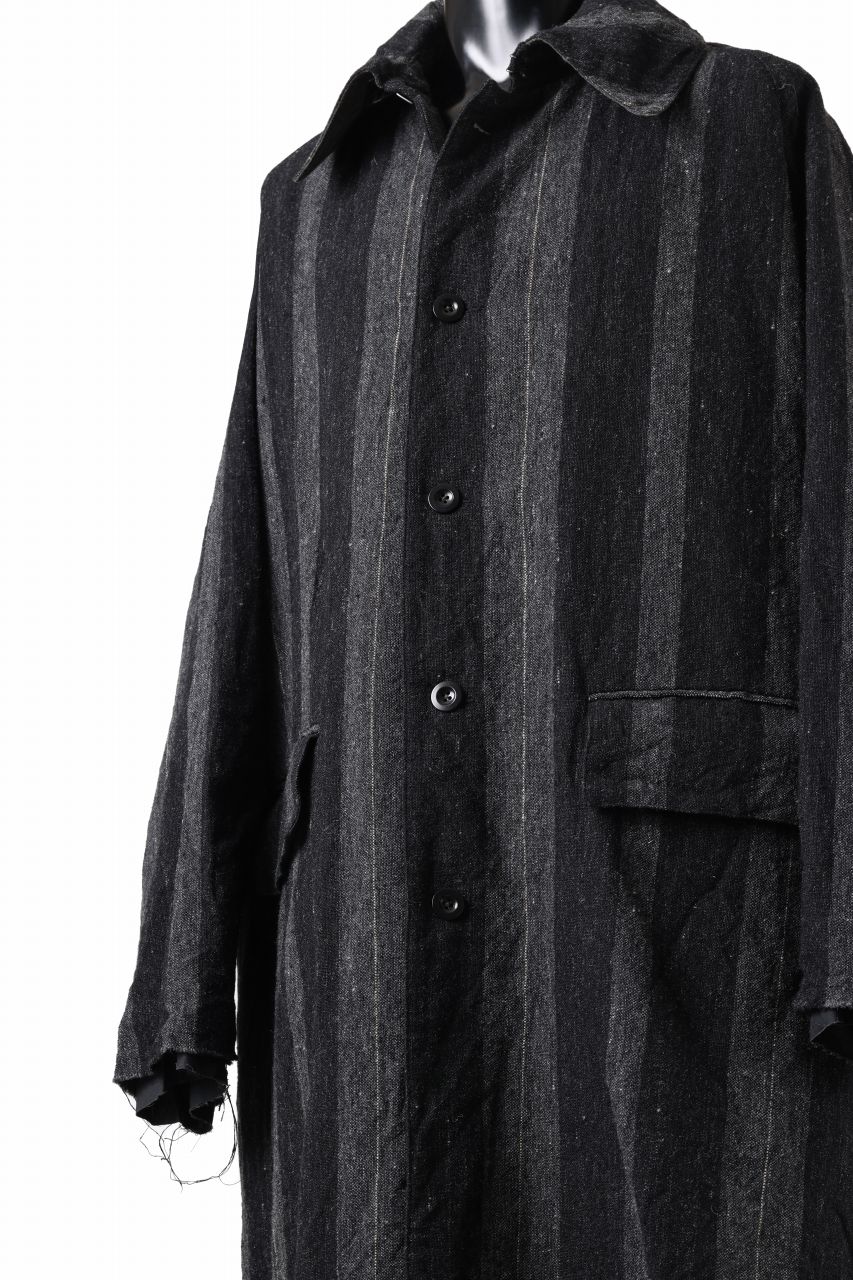 KLASICA AVOIR Ⅱ CUT OFF MAC COAT / IRREGULAR STRIPED ROUGH TWEED (BLACK) - Image 17