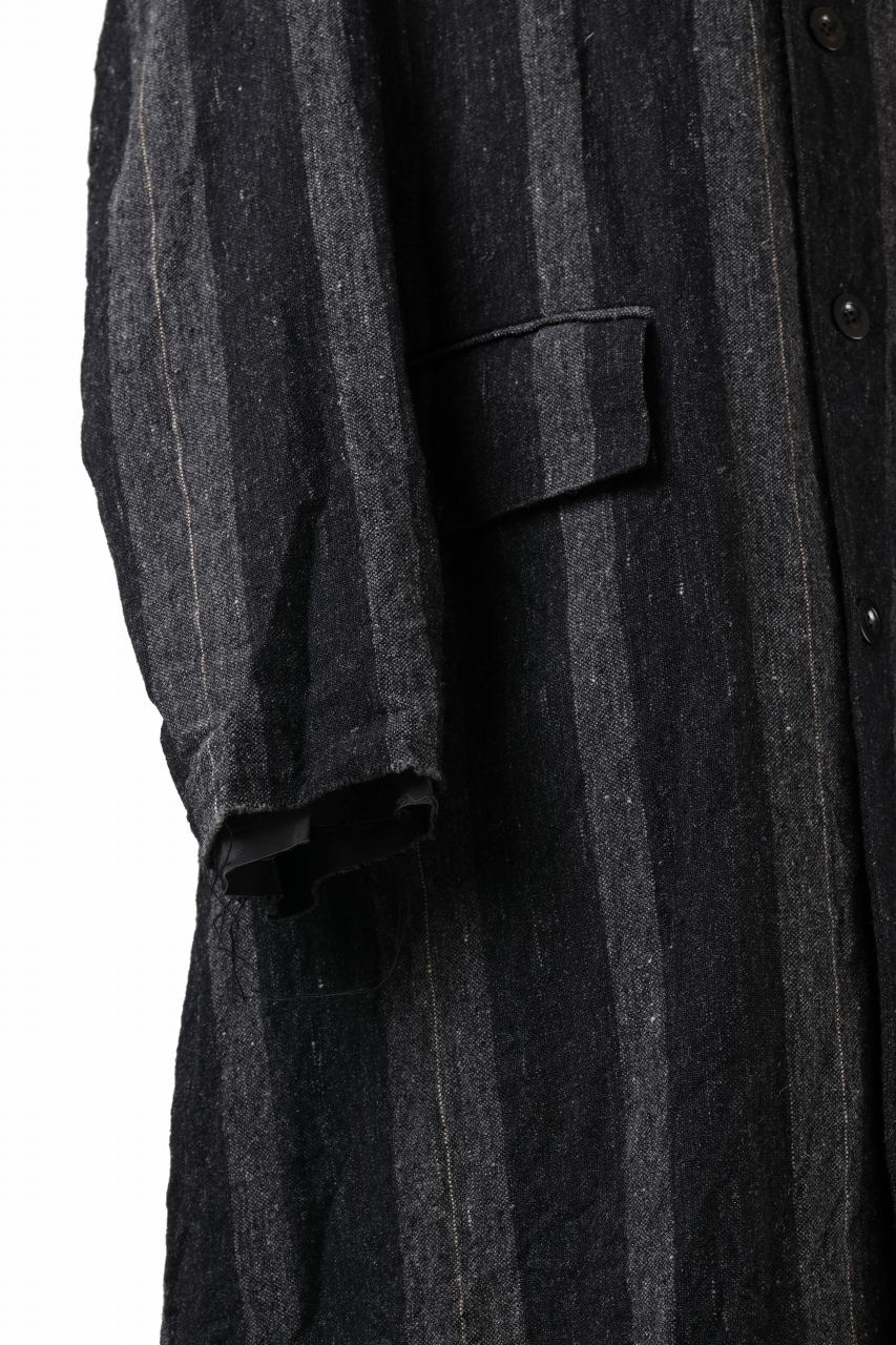 KLASICA AVOIR Ⅱ CUT OFF MAC COAT / IRREGULAR STRIPED ROUGH TWEED (BLACK) - Image 20