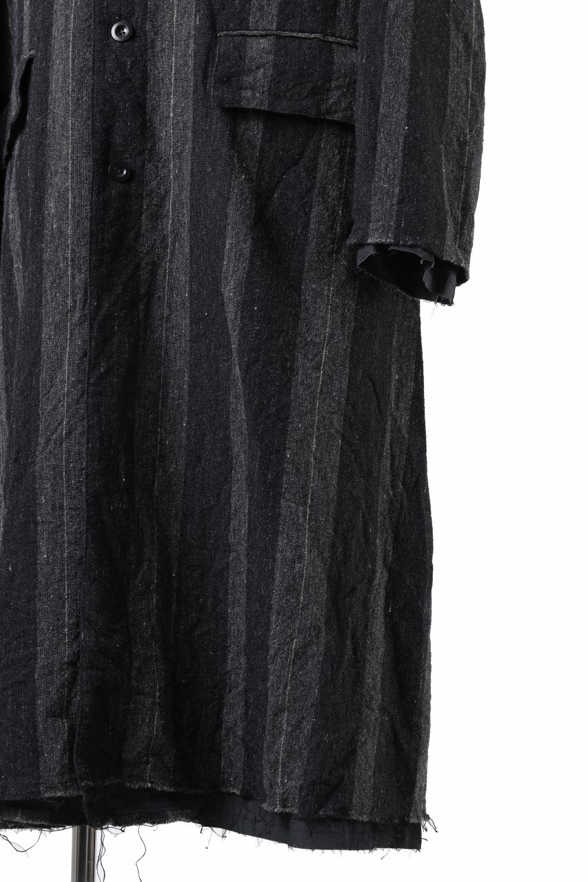 KLASICA AVOIR Ⅱ CUT OFF MAC COAT / IRREGULAR STRIPED ROUGH TWEED (BLACK) - Image 21