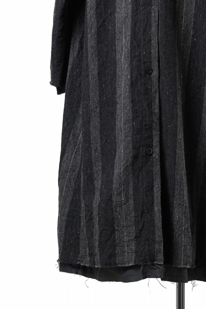 KLASICA AVOIR Ⅱ CUT OFF MAC COAT / IRREGULAR STRIPED ROUGH TWEED (BLACK) - Image 24