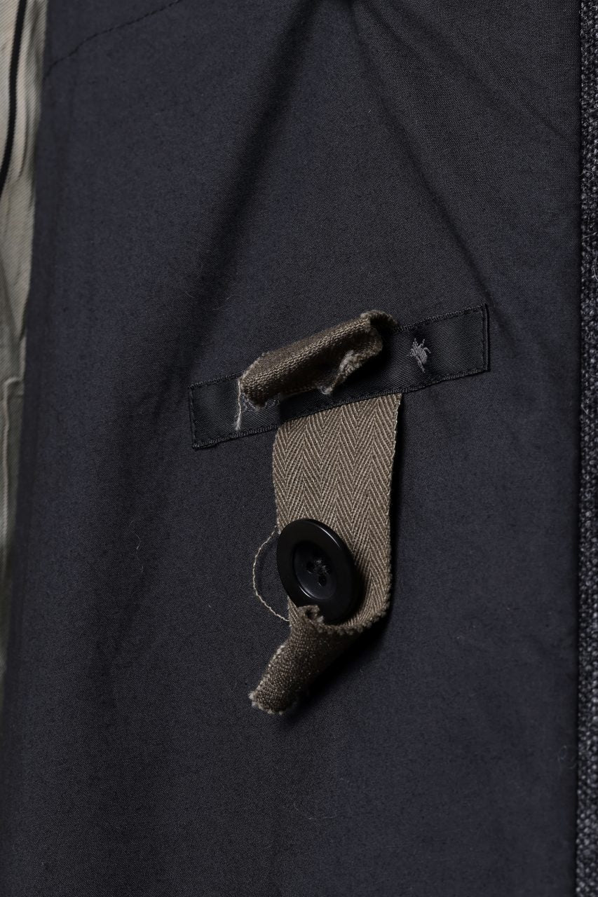 KLASICA AVOIR Ⅱ CUT OFF MAC COAT / IRREGULAR STRIPED ROUGH TWEED (BLACK) - Image 28