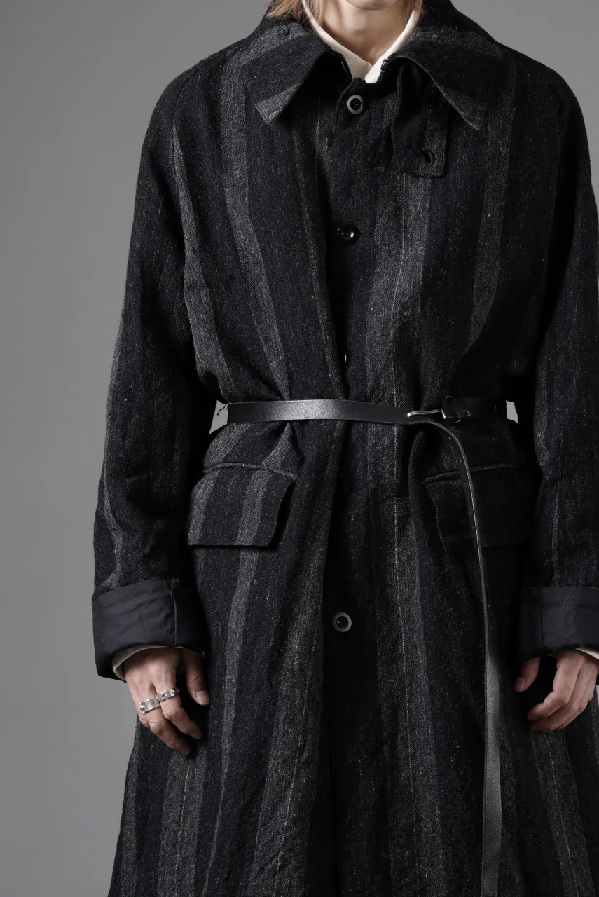 KLASICA AVOIR Ⅱ CUT OFF MAC COAT / IRREGULAR STRIPED ROUGH TWEED (BLACK) - Image 29
