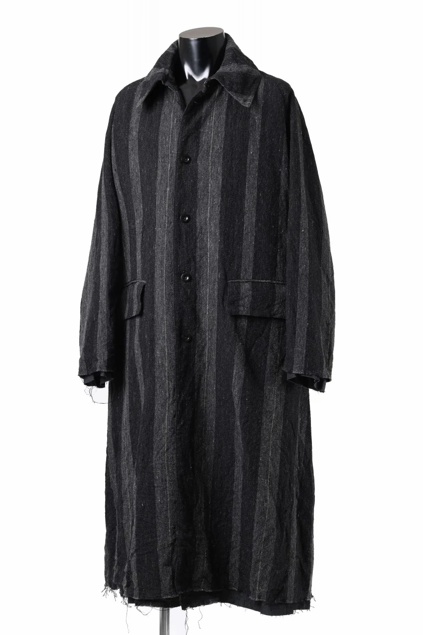 KLASICA AVOIR Ⅱ CUT OFF MAC COAT / IRREGULAR STRIPED ROUGH TWEED (BLACK) - Image 3