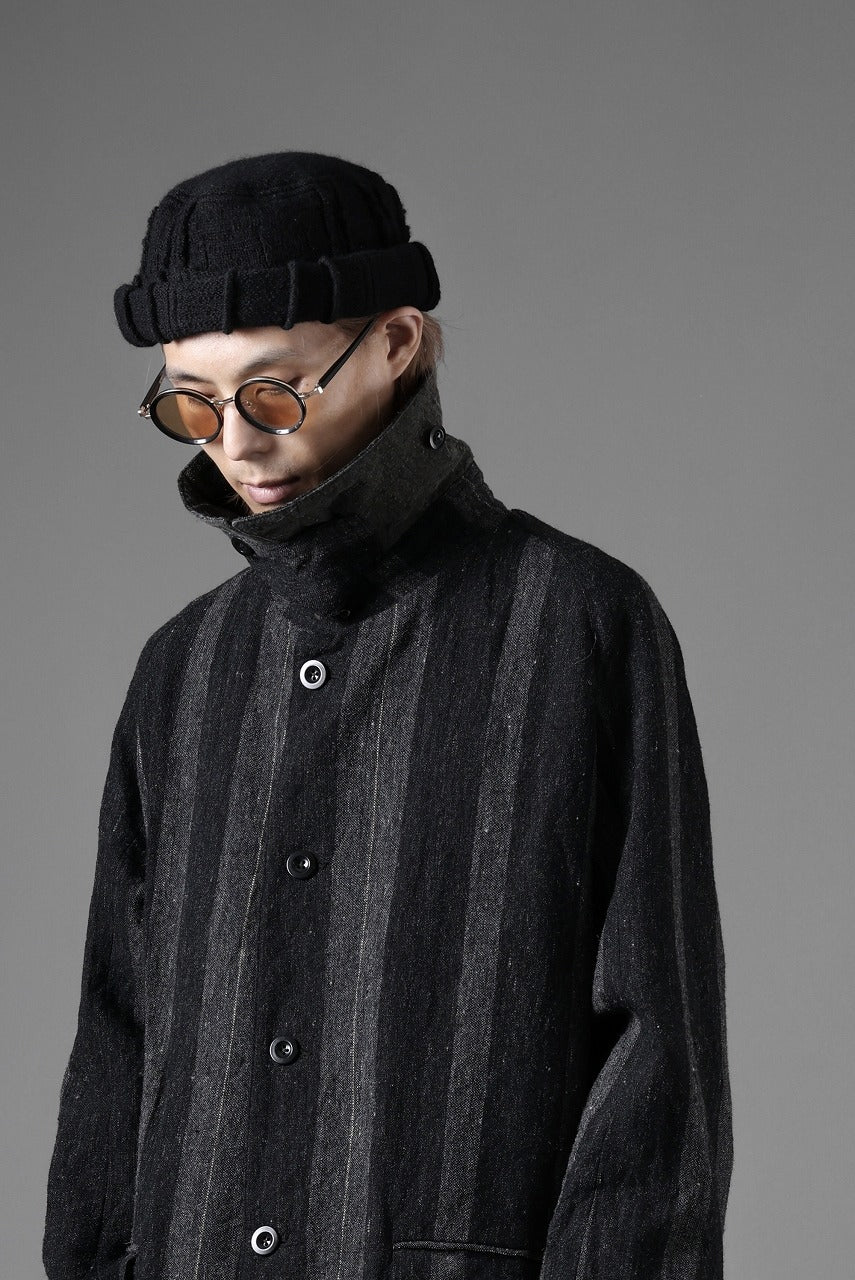 KLASICA AVOIR Ⅱ CUT OFF MAC COAT / IRREGULAR STRIPED ROUGH TWEED (BLACK) - Image 30