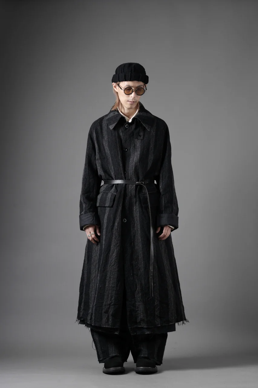 KLASICA AVOIR Ⅱ CUT OFF MAC COAT / IRREGULAR STRIPED ROUGH TWEED (BLACK) - Image 34