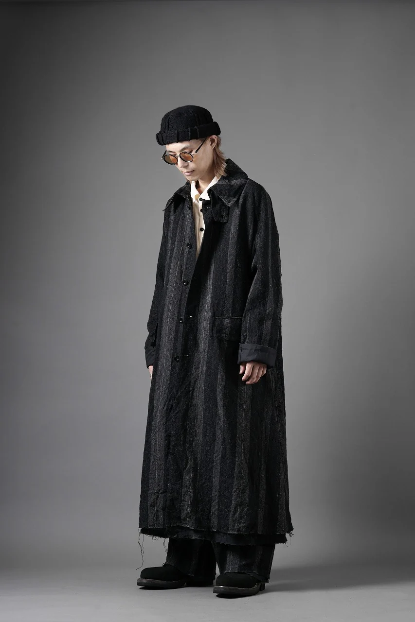 KLASICA AVOIR Ⅱ CUT OFF MAC COAT / IRREGULAR STRIPED ROUGH TWEED (BLACK) - Image 36