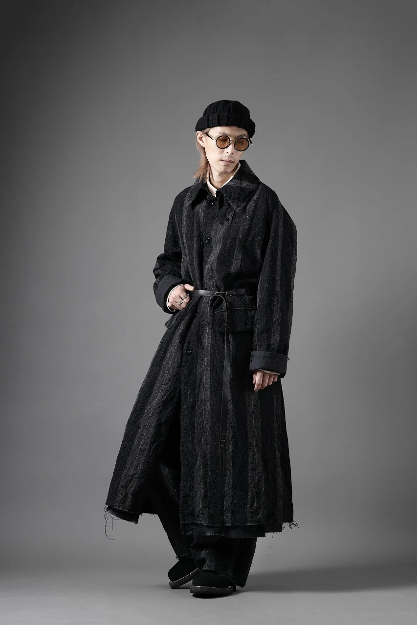 KLASICA AVOIR Ⅱ CUT OFF MAC COAT / IRREGULAR STRIPED ROUGH TWEED (BLACK) - Image 37