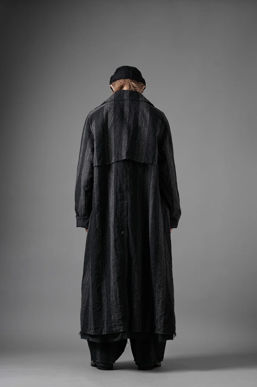 KLASICA AVOIR Ⅱ CUT OFF MAC COAT / IRREGULAR STRIPED ROUGH TWEED (BLACK) - Image 38