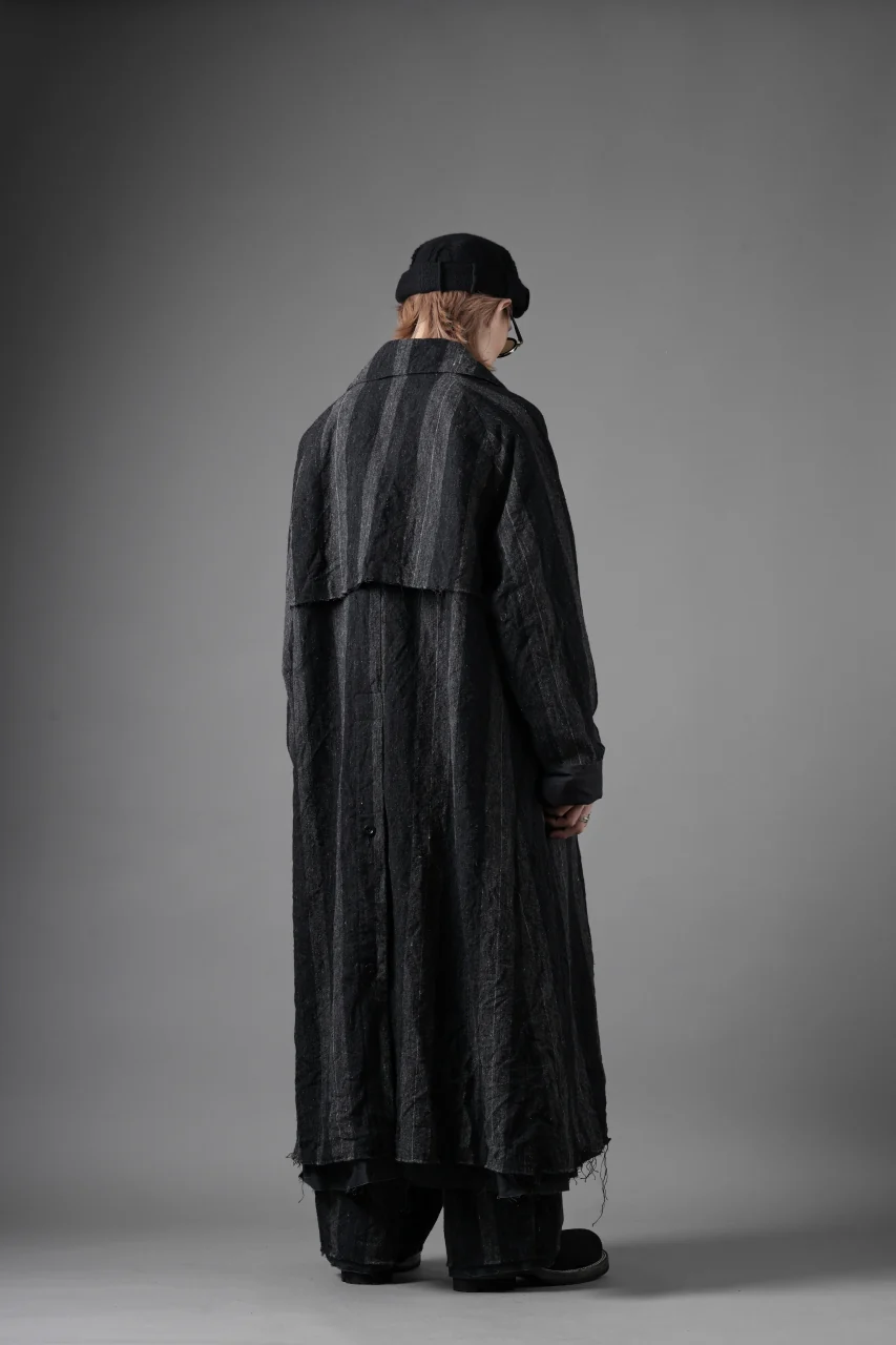 KLASICA AVOIR Ⅱ CUT OFF MAC COAT / IRREGULAR STRIPED ROUGH TWEED (BLACK) - Image 39