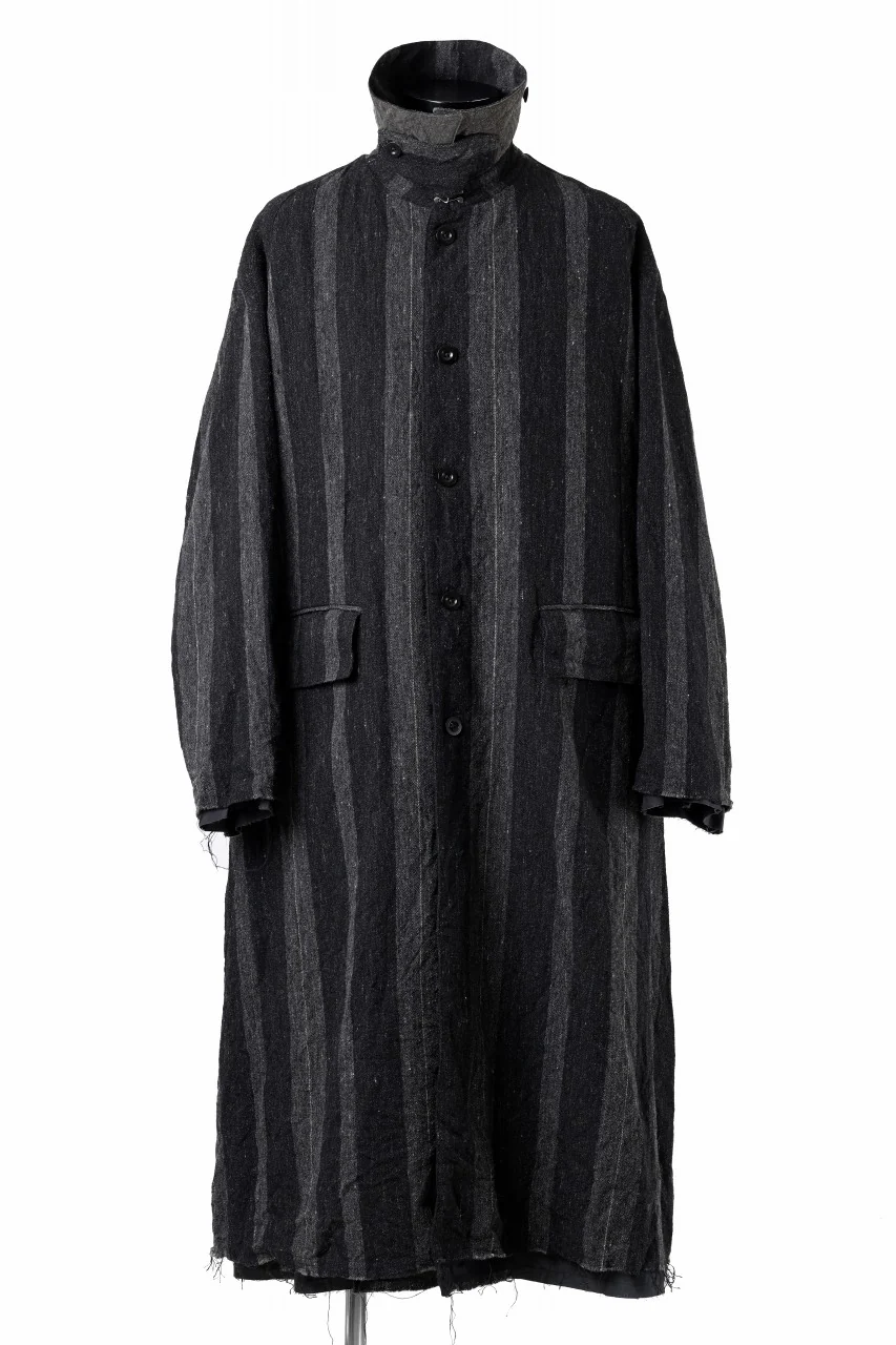 KLASICA AVOIR Ⅱ CUT OFF MAC COAT / IRREGULAR STRIPED ROUGH TWEED (BLACK) - Image 4