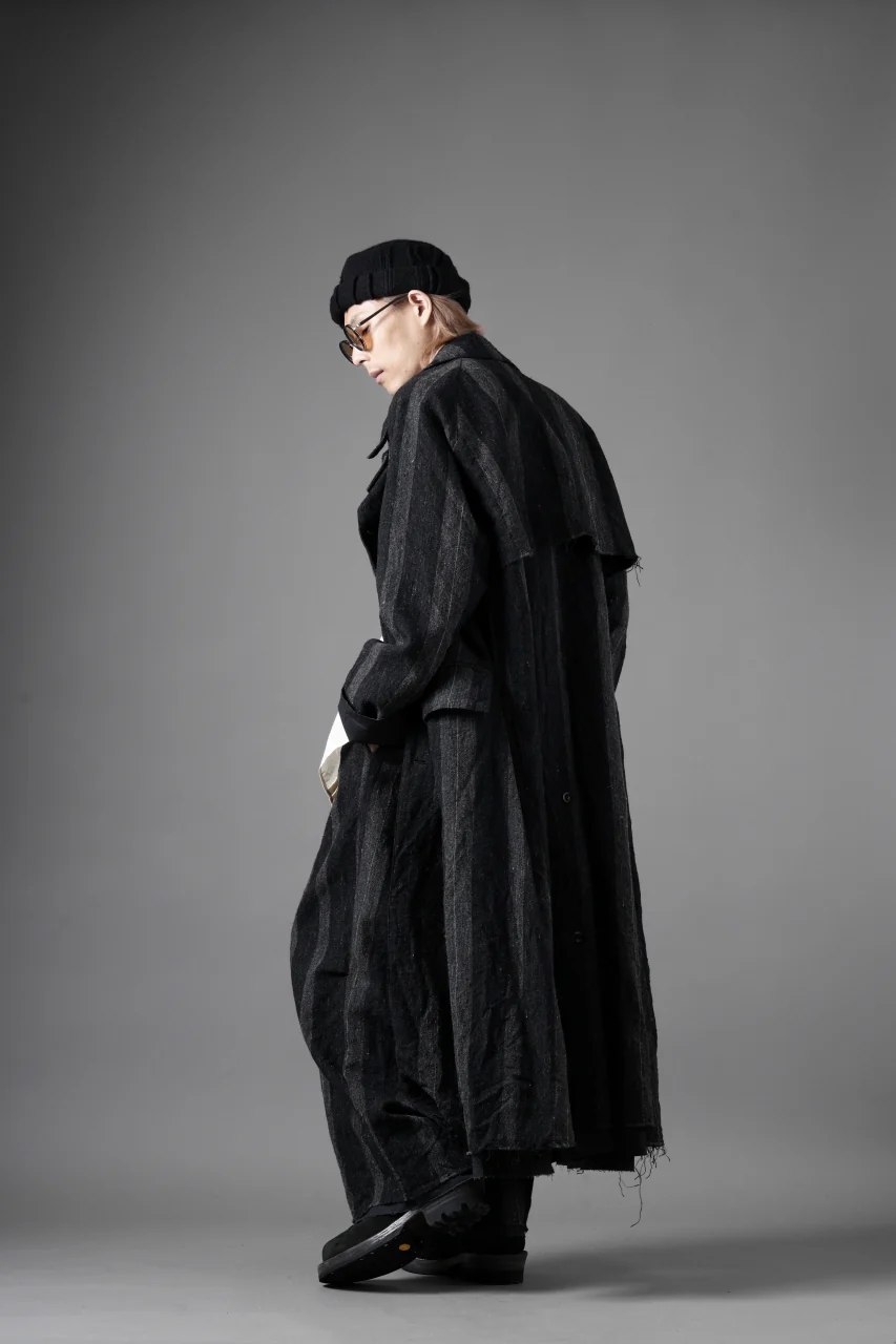 KLASICA AVOIR Ⅱ CUT OFF MAC COAT / IRREGULAR STRIPED ROUGH TWEED (BLACK) - Image 40