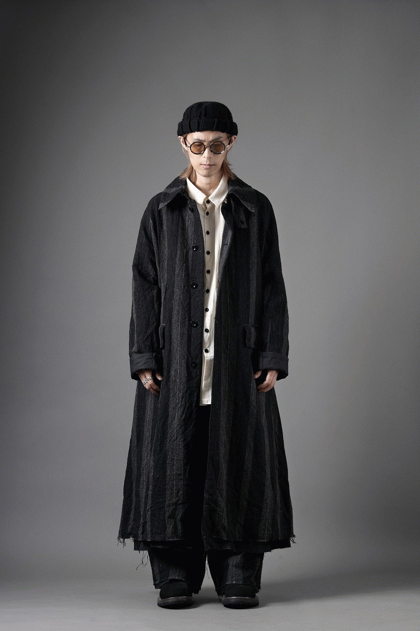 KLASICA AVOIR Ⅱ CUT OFF MAC COAT / IRREGULAR STRIPED ROUGH TWEED (BLACK) - Image 42