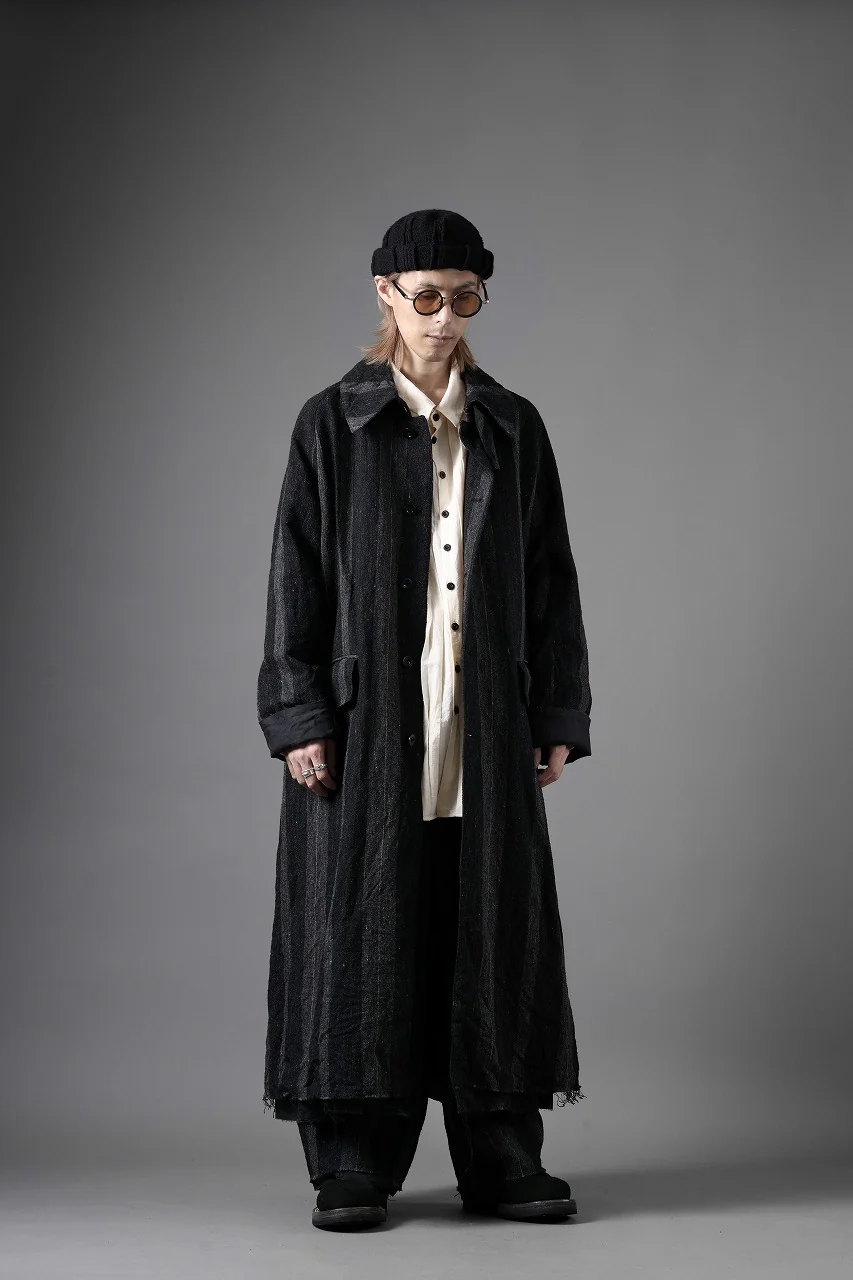 KLASICA AVOIR Ⅱ CUT OFF MAC COAT / IRREGULAR STRIPED ROUGH TWEED (BLACK) - Image 43