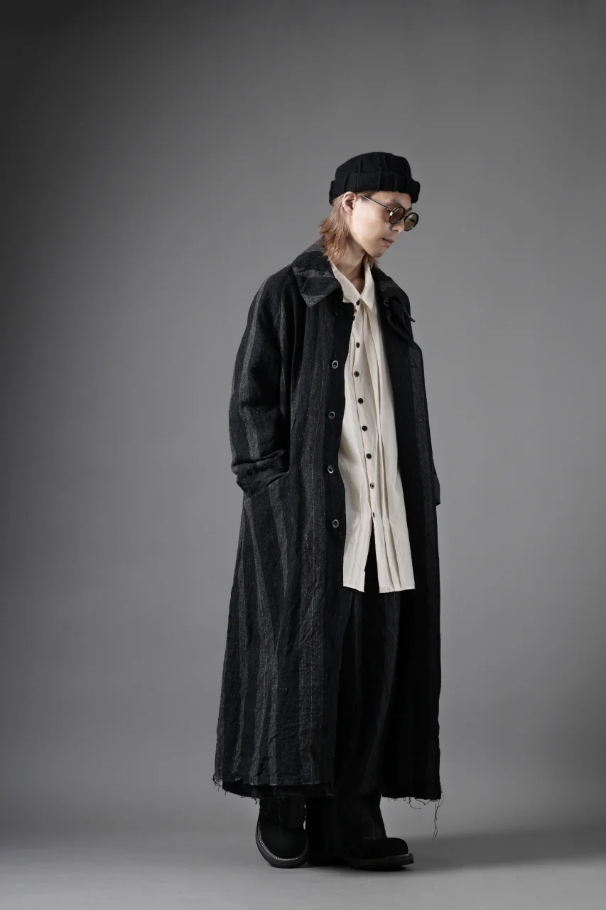 KLASICA AVOIR Ⅱ CUT OFF MAC COAT / IRREGULAR STRIPED ROUGH TWEED (BLACK) - Image 51