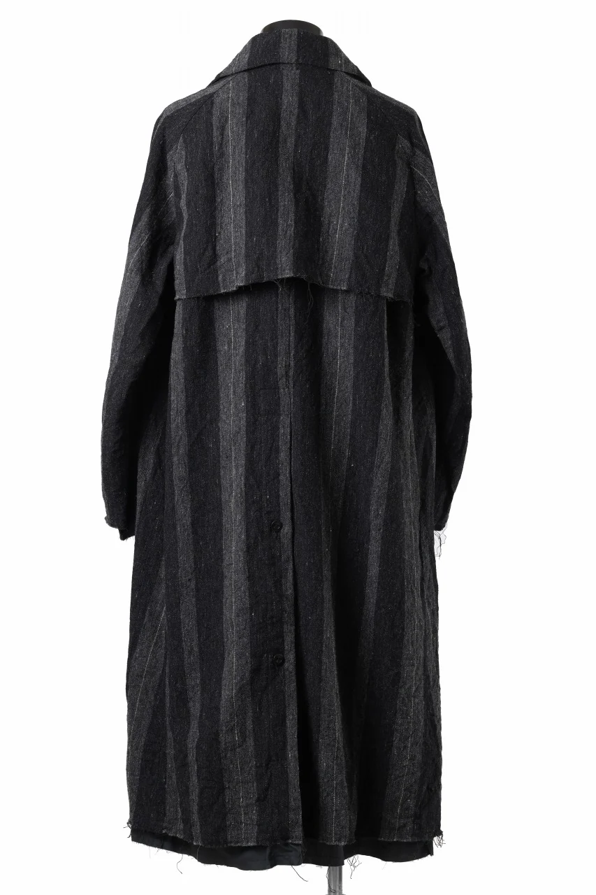 KLASICA AVOIR Ⅱ CUT OFF MAC COAT / IRREGULAR STRIPED ROUGH TWEED (BLACK) - Image 9
