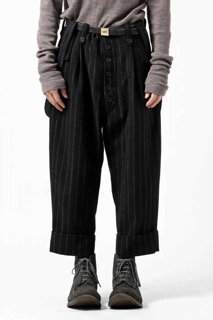 KLASICA BARREL SUSPENDER TROUSERS / WOOL FLANNEL (VINTAGE STRIPE) - Image 2
