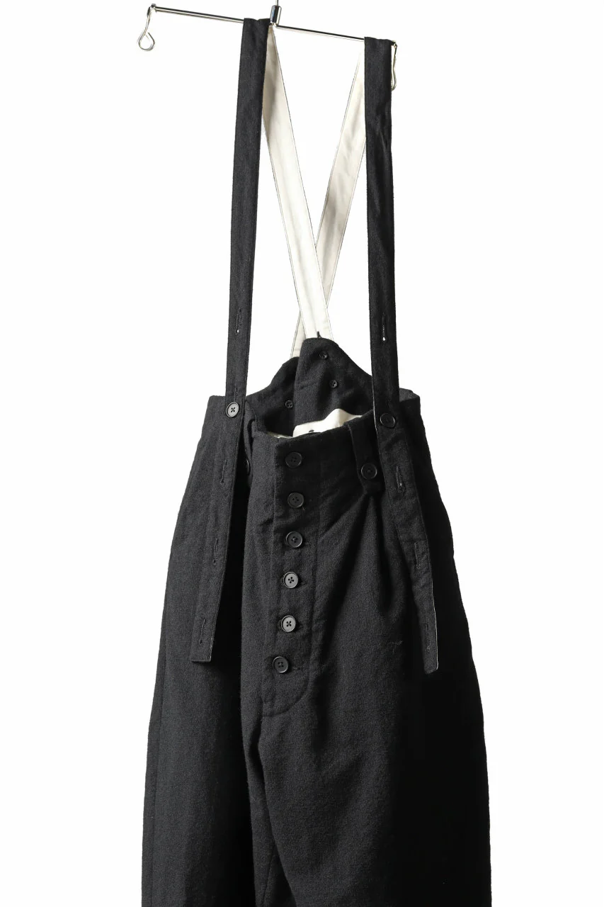 KLASICA BARREL-TWEED SUSPENDER TROUSERS / OFF TWEED WOOL (BLACK) - Image 22