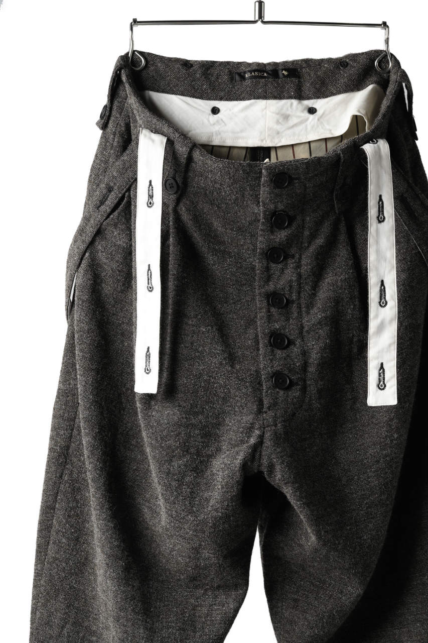 KLASICA BARREL-TWEED SUSPENDER TROUSERS / OFF TWEED WOOL (MIX) - Image 14