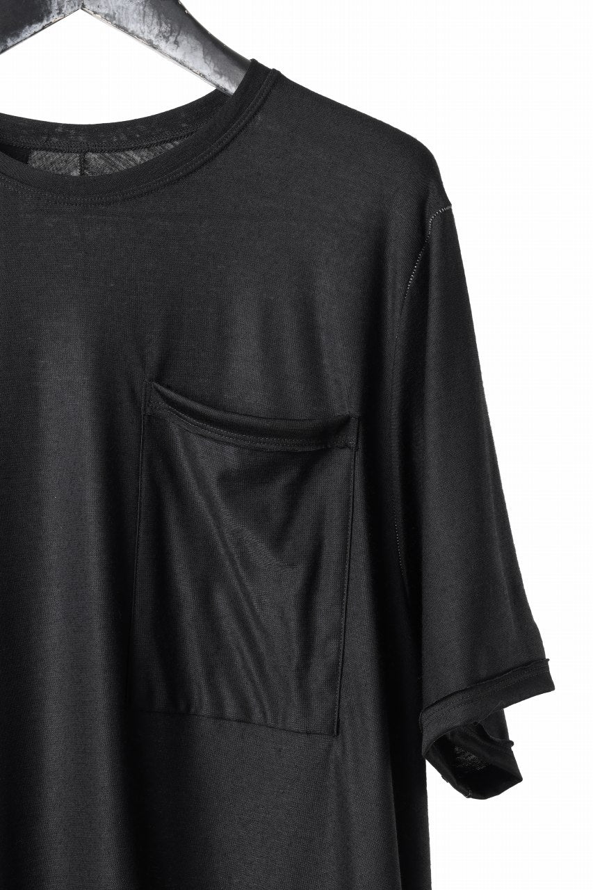 KLASICA BIG T OVER SIZED POCKET TEE / BRETHABLE  WOOL REBIRTH JERSEY (BLACK) - Image 4