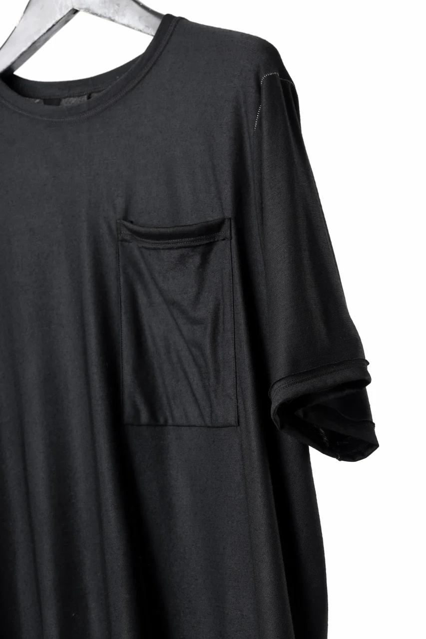 KLASICA BIG T OVER SIZED POCKET TEE / BRETHABLE  WOOL REBIRTH JERSEY (BLACK) - Image 7
