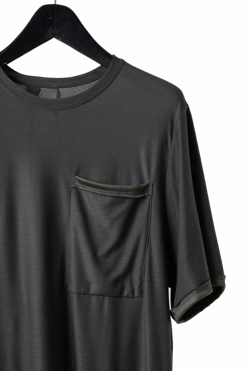 KLASICA BIG T OVER SIZED POCKET TEE / BRETHABLE  WOOL REBIRTH JERSEY (MOSS) - Image 3