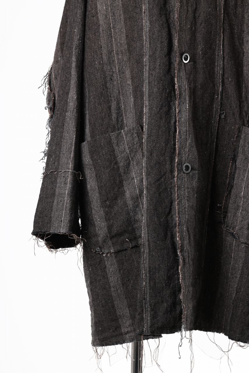 KLASICA BIRD - Rt  CUT OFF PRIMAL SHORT COAT / IRREGULAR STRIPED ROUGH TWEED (MOCHA) - Image 11