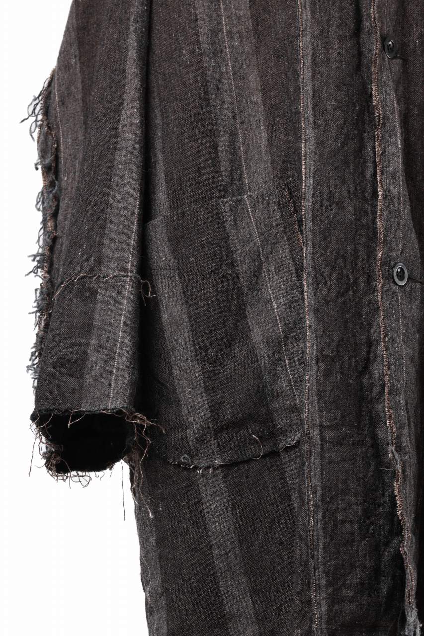 KLASICA BIRD - Rt  CUT OFF PRIMAL SHORT COAT / IRREGULAR STRIPED ROUGH TWEED (MOCHA) - Image 12