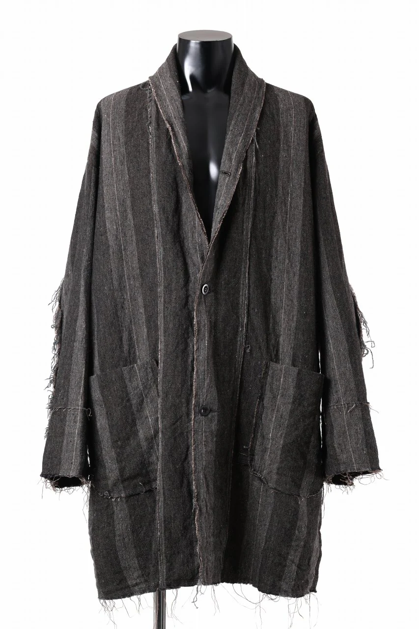 KLASICA BIRD - Rt  CUT OFF PRIMAL SHORT COAT / IRREGULAR STRIPED ROUGH TWEED (MOCHA) - Image 2