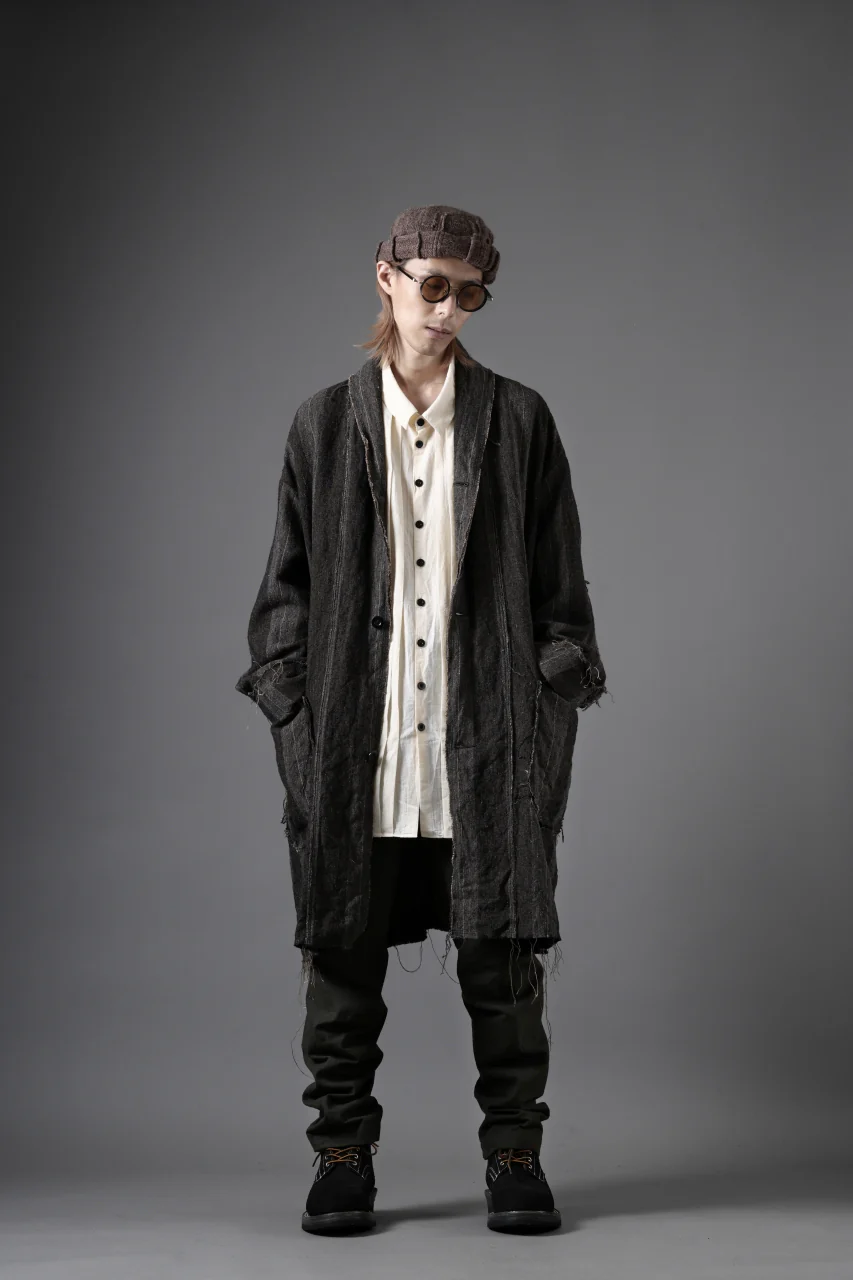 KLASICA BIRD - Rt  CUT OFF PRIMAL SHORT COAT / IRREGULAR STRIPED ROUGH TWEED (MOCHA) - Image 27