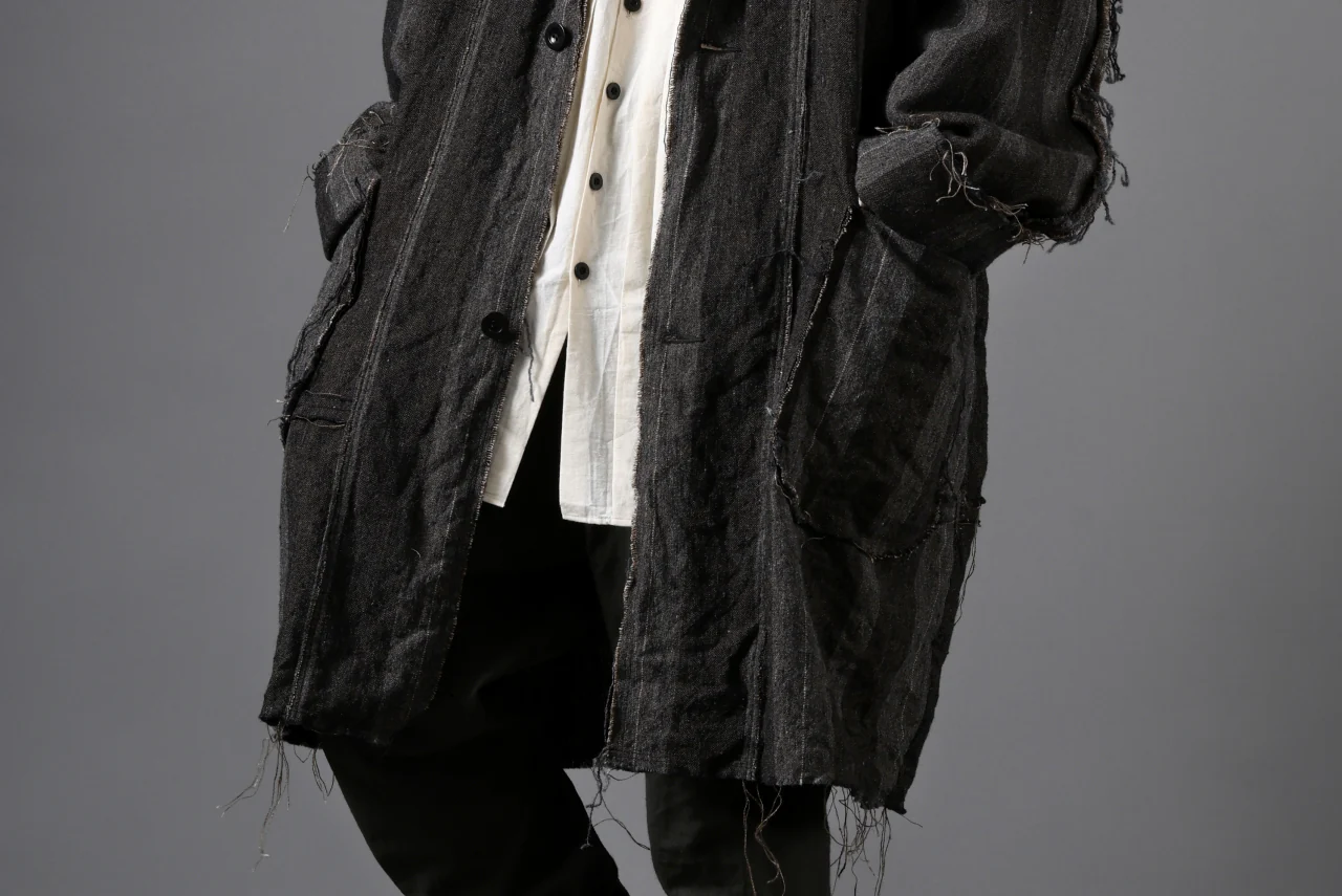 KLASICA BIRD - Rt  CUT OFF PRIMAL SHORT COAT / IRREGULAR STRIPED ROUGH TWEED (MOCHA) - Image 31