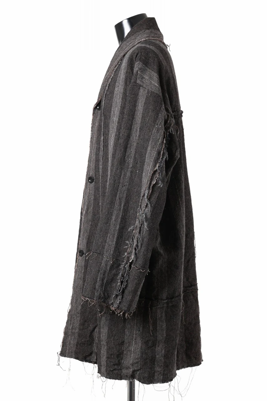 KLASICA BIRD - Rt  CUT OFF PRIMAL SHORT COAT / IRREGULAR STRIPED ROUGH TWEED (MOCHA) - Image 5