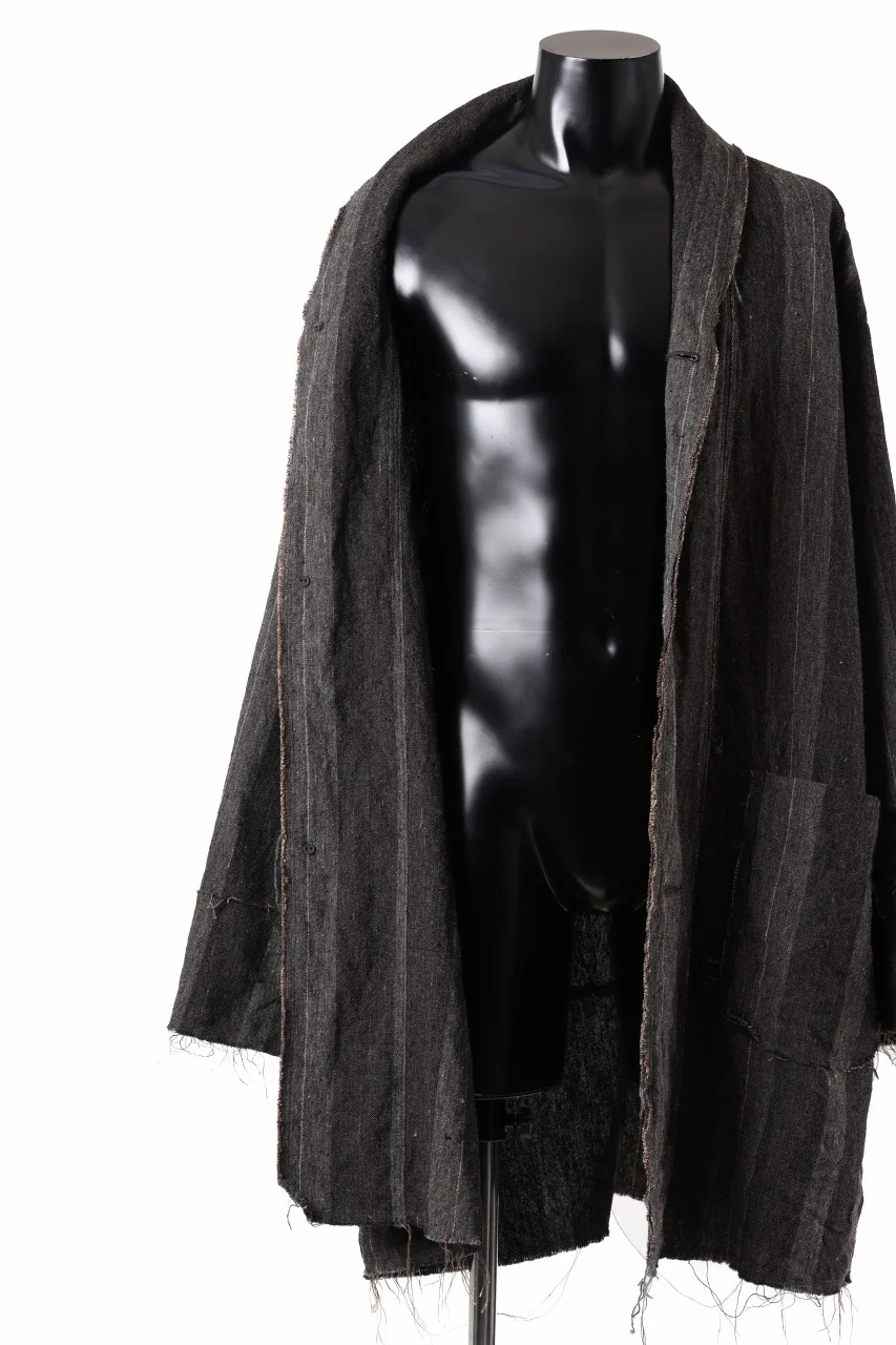 KLASICA BIRD - Rt  CUT OFF PRIMAL SHORT COAT / IRREGULAR STRIPED ROUGH TWEED (MOCHA) - Image 7
