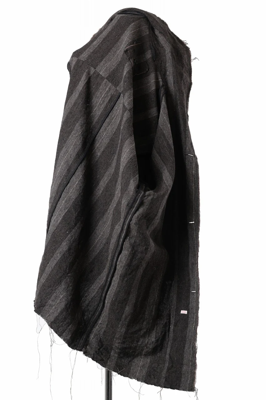 KLASICA BIRD - Rt  CUT OFF PRIMAL SHORT COAT / IRREGULAR STRIPED ROUGH TWEED (MOCHA) - Image 8