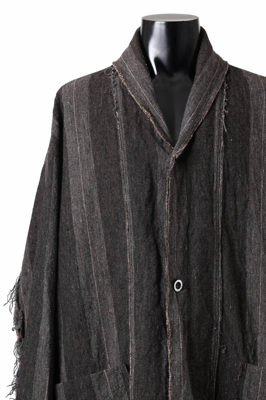 KLASICA BIRD - Rt  CUT OFF PRIMAL SHORT COAT / IRREGULAR STRIPED ROUGH TWEED (MOCHA) - Image 9