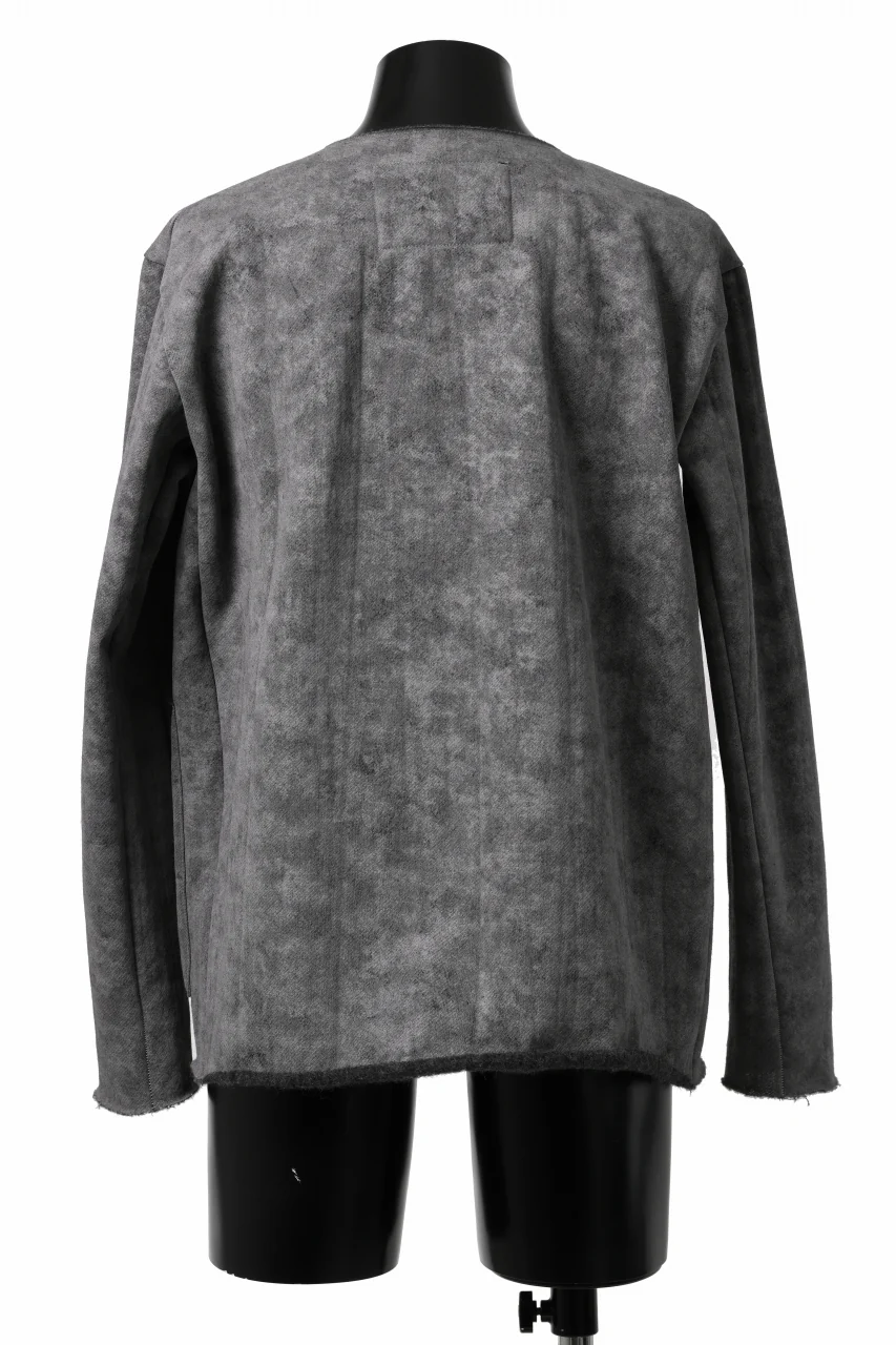 KLASICA BLACK CAT CREW NECK CARDIGAN / GRAINY PRINT BACK SIDE FLEECE (GREIGE) - Image 15