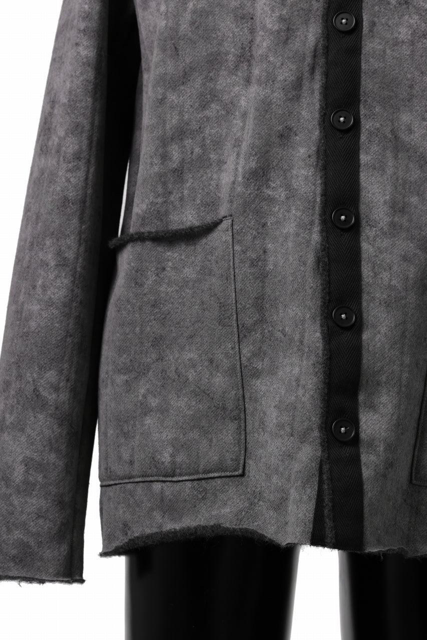 KLASICA BLACK CAT CREW NECK CARDIGAN / GRAINY PRINT BACK SIDE FLEECE (GREIGE) - Image 17
