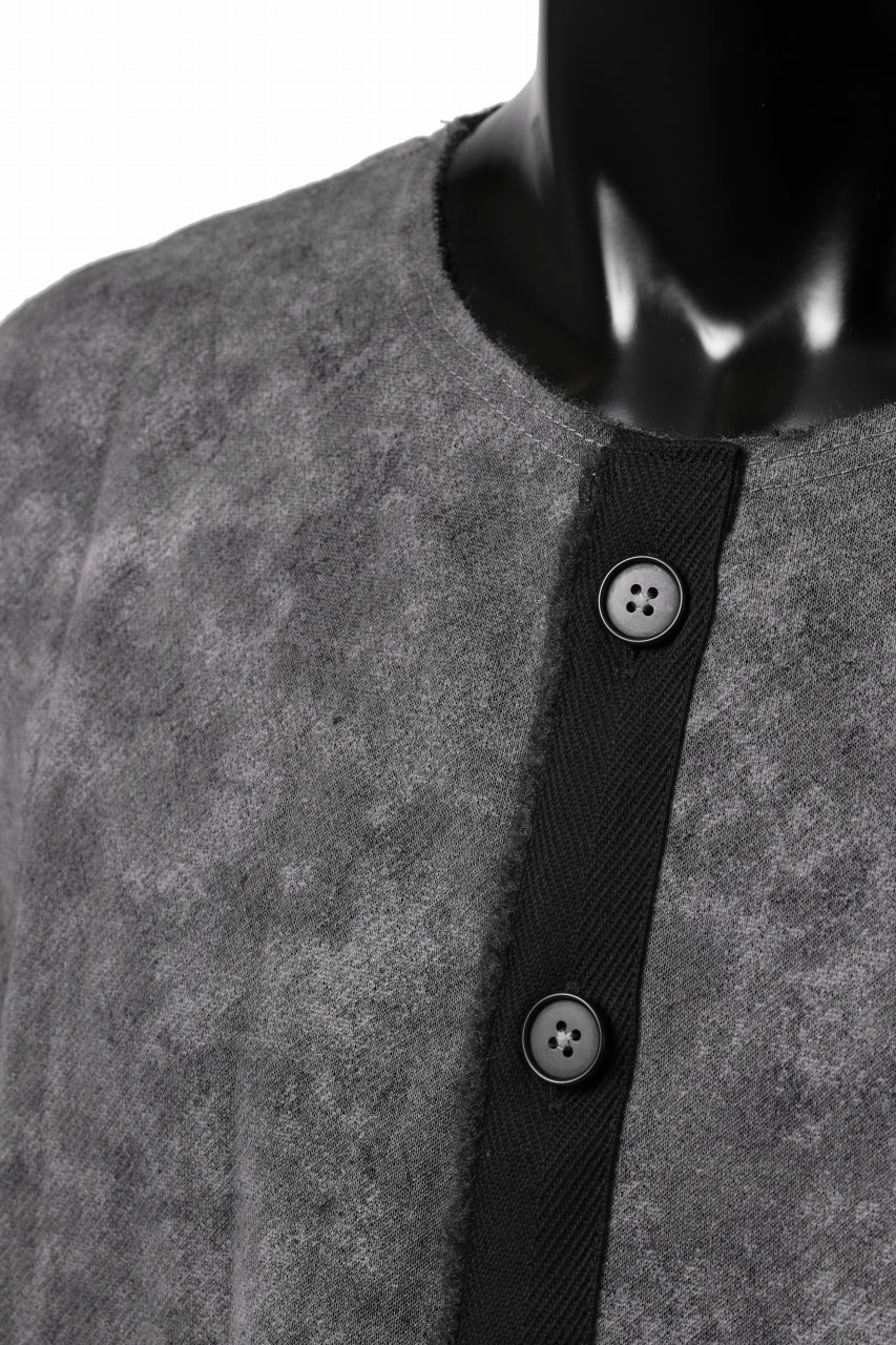 KLASICA BLACK CAT CREW NECK CARDIGAN / GRAINY PRINT BACK SIDE FLEECE (GREIGE) - Image 20