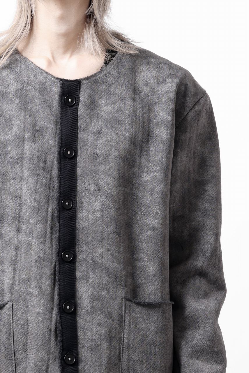 KLASICA BLACK CAT CREW NECK CARDIGAN / GRAINY PRINT BACK SIDE FLEECE (GREIGE) - Image 28