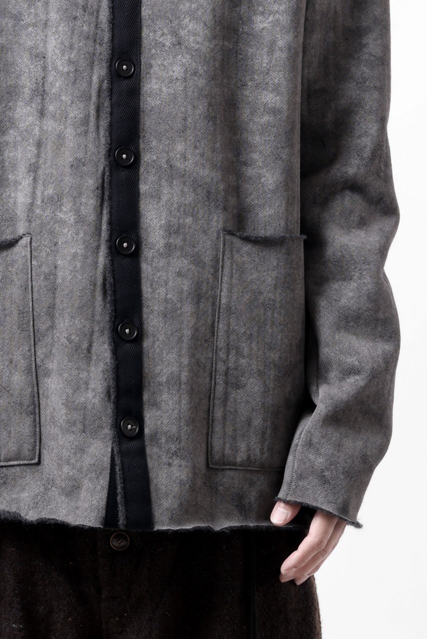 KLASICA BLACK CAT CREW NECK CARDIGAN / GRAINY PRINT BACK SIDE FLEECE (GREIGE) - Image 30