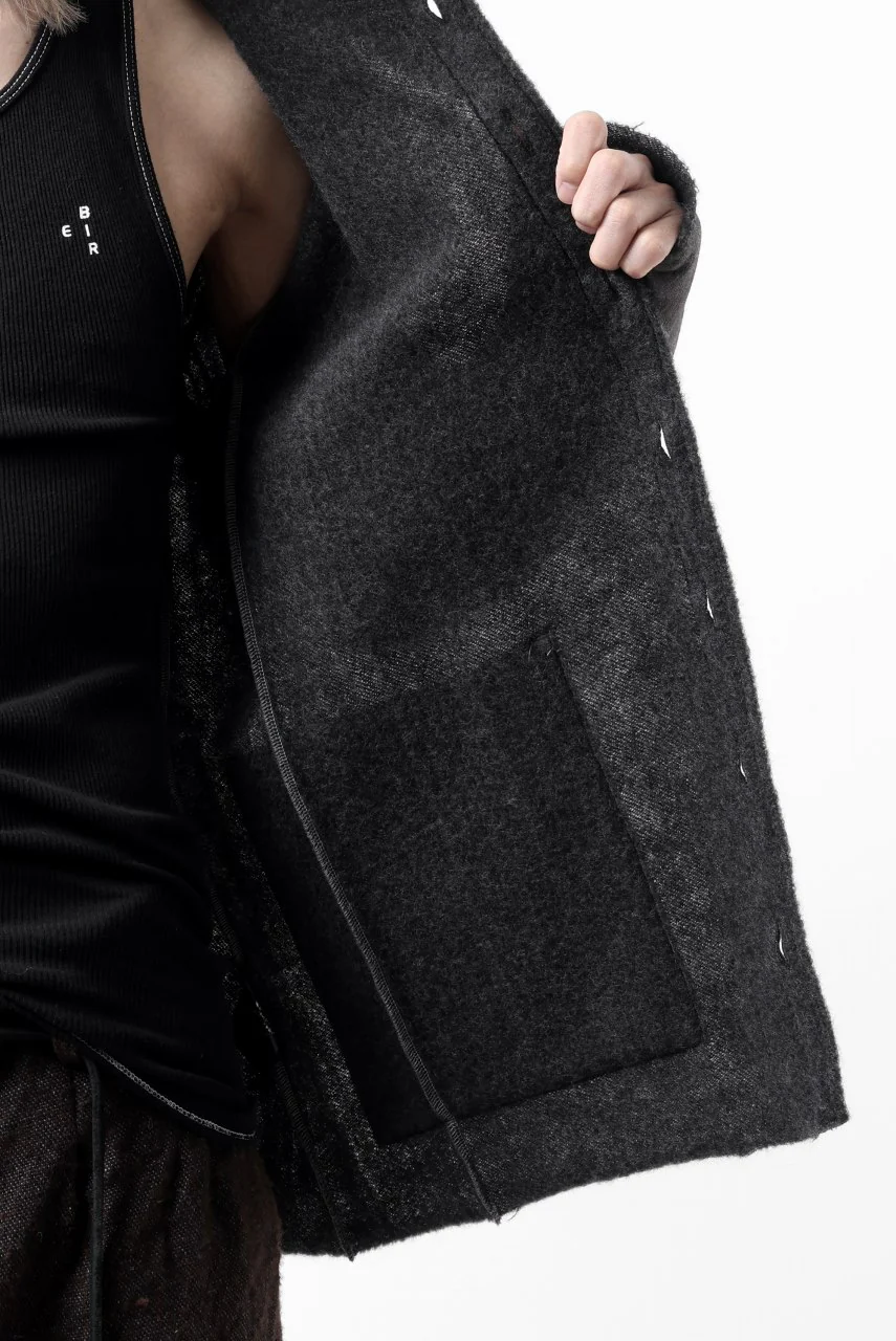 KLASICA BLACK CAT CREW NECK CARDIGAN / GRAINY PRINT BACK SIDE FLEECE (GREIGE) - Image 38