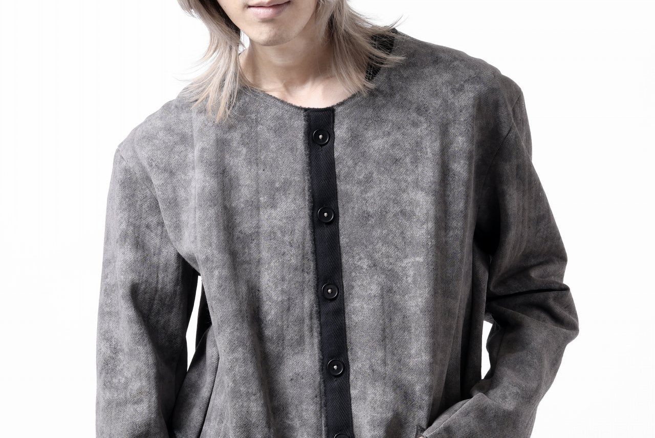 KLASICA BLACK CAT CREW NECK CARDIGAN / GRAINY PRINT BACK SIDE FLEECE (GREIGE) - Image 39