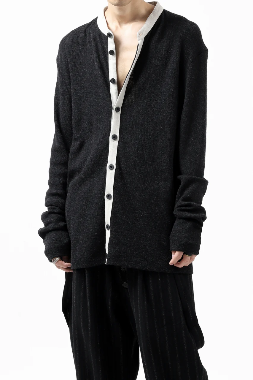 KLASICA BLACK DOG CARDIGAN / WEANER WOOL RIB (SHADOW) - Image 2
