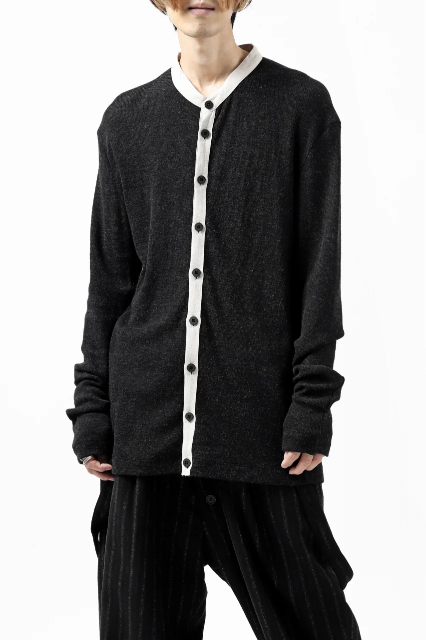 KLASICA BLACK DOG CARDIGAN / WEANER WOOL RIB (SHADOW) - Image 21