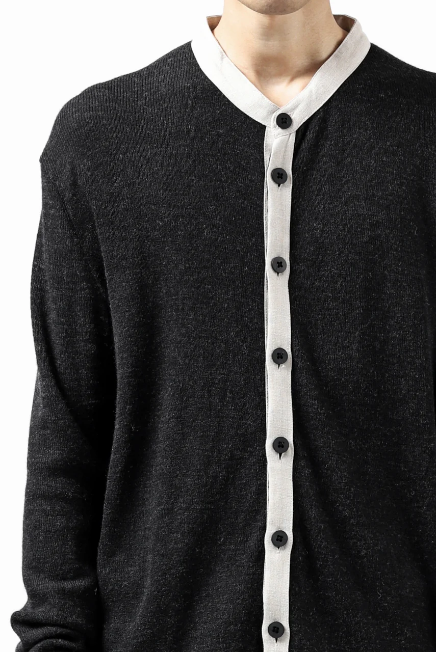 KLASICA BLACK DOG CARDIGAN / WEANER WOOL RIB (SHADOW) - Image 29